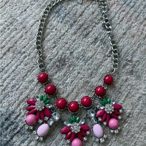 Elegant Pink and Green Statement Necklace